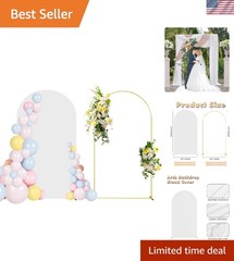 Stylish 7.2FT Wedding Arch Stand and Fitted White Cover for Your Celebrations
