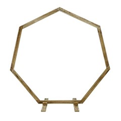 7FT Wooden Wedding Arch Rustic Heptagon Backdrop Stand for Ceremony Party Decor