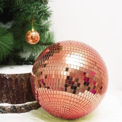 16″ wide Rose Gold Glass Mirror Disco Ball Ornament Wedding Events Decorations