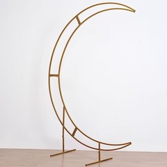 GOLD 7.5 ft Crescent Moon Metal Floral Display Frame Arch BACKDROP STAND Party