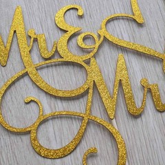 Gold Glitter Mr & Mrs Cake Topper – Wedding, Engagement, Wedding Anniversary …