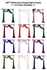 30ft Wedding Curtain Chiffon Arch Draping Event Fabric Backdrop Arbor (2 Panels)