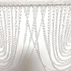 2 CLEAR Acrylic Crystal Beaded CURTAIN Valance Fabric Top Rod Pocket Party Event