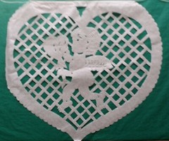 Mexican Valentine Heart Papel Picado Cutout Flags Bunting Paper Red & White