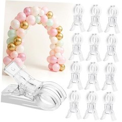 12 Pack Balloon Arch Clips – 3.5 Inch Clear Clips for Backdrop Stand –