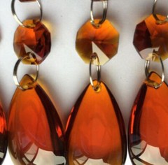20Pcs Crystal Strand Glass Amber Drop Pendant Christmas Tree Cake Topper Supply