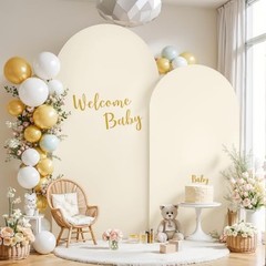 Beige Arch Backdrop Cover Set of 2 Beige Arch Cover 6FT + 7.2 FT Beige – 2 Pack