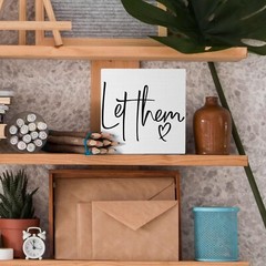 Let Them Wooden Sign – Mental Health Quotes Wood Box Signs 5×5 Inches, Let Th…