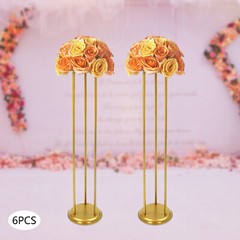 60/80/100cm Tall Column Flower Stand for Wedding 6 Pcs Gold Decorative Stand