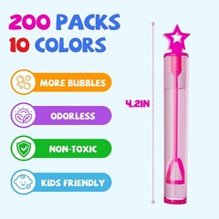 EagleStone 200 PCS Mini Bubble Wands in 10 Colors, Bulk Party Favors for Kids…