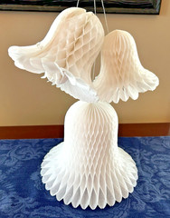 White Paper Honeycomb Wedding Bells Decorations Hanging Set of 4, 6″, 4.5″, 3.5″