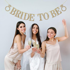Pre-Strung Bride to Be Banner NO DIY Bride to Be Sign Gold Glitter Bacheloret…