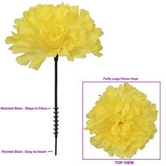 Larksilk Yellow Carnations, Fake Flowers, 100 Pack for Events, Weddings, DIY