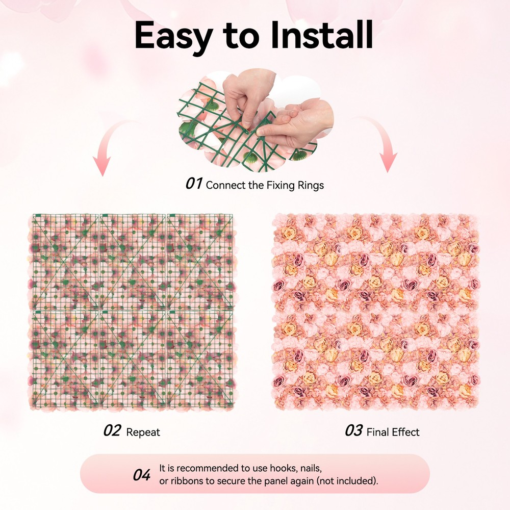 60 x40cm 6 PCS Artificial Rose Flower Wall Panels Wedding Backdrop Party Decor