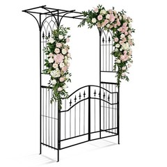 Metal Wedding Arch 7FT Stand Archway w/ Door for Outdoor Garden Party Decoration