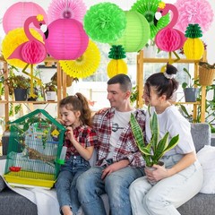 Heartome 13PCS Hawaiian Party Decorations, Luau Party Decorations, Flamingo and