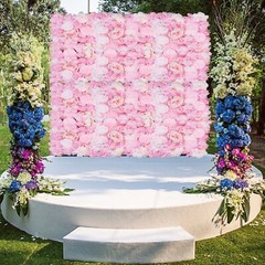 6 Pcs Wedding Flower Wall Panel Floral Backdrop Silk Rose Wall 40*60cm Dark Pink