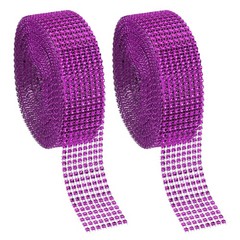 2 Roll 1.5″x20 Yard Crystal Rhinestones Mesh Ribbon Dark Pink (4mm)