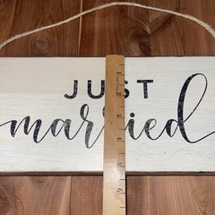 Rustic Marlin Just Married Wedding Sign Decor Wooden Hanging Celebration USA