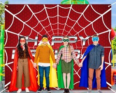 Happy Birthday Spider Web Backdrop Party Decoration Supplies Theme Banner Bac…