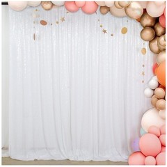 Elegant White Sequin Party Photo Curtain