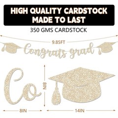 Graduation Banner – 9 ft Pre-Strung Congrats Grad Banner, Graduation Party De…