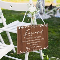 Rustic Wedding Memorial Sign with Ribbon Reserved Signs Wood in Loving Memory…