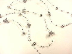 CraftbuddyUS 1.3m SILVERAcrylic PEARL&BUTTERFLY Garland String Spray CakeFloral