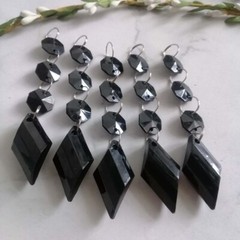 60pcs 105mm Black Button Pendant Acrylic Octagon Bead Garland Chandelier Hanging