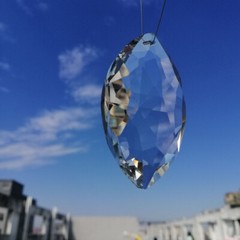10Pcs 60mm Clear K9 Crystal Horse-Eye Drop Prism Pendant Lamp Lighting Parts