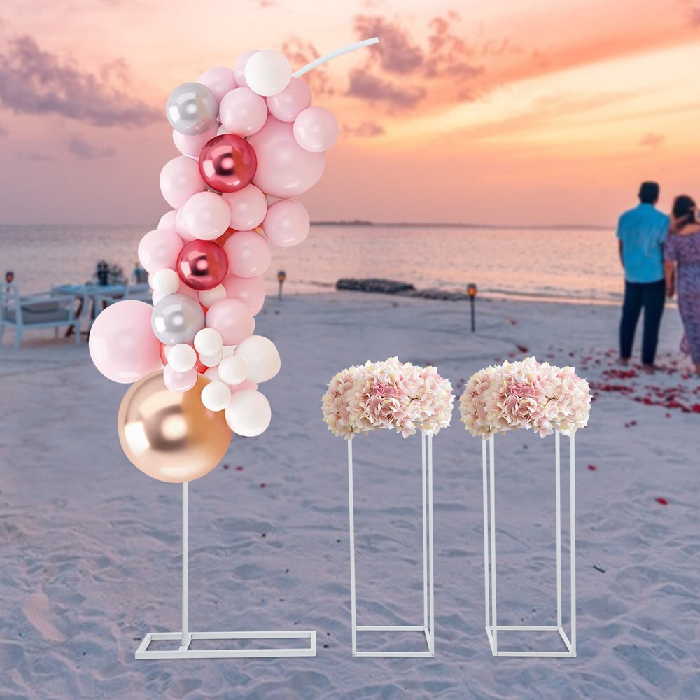 Arch Ballon Stand Backdrop Stand for Parties Wedding Flower Stand+2*Flower Stand