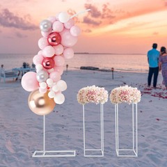 Arch Ballon Stand Backdrop Stand for Parties Wedding Flower Stand+2*Flower Stand