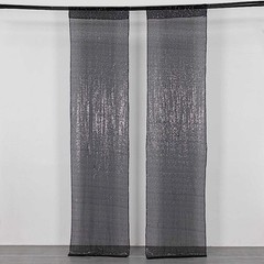 2 BLACK 8ft x 2ft Sequined Backdrop Curtain with Rod Pockets Wedding Decorations