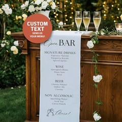 Engagement Party Open Bar Decor Custom Wedding Menu Fabric