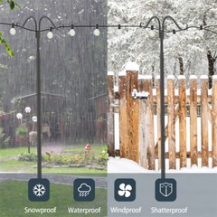 Shepherds Hooks 2 Pack Heavy Duty Two Sided Garden light Pole with 7 Base Prongs
