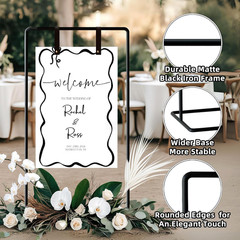 Wedding Sign Holder, Adjustable Welcome to Our Wedding Sign Stand W/Design Bundl