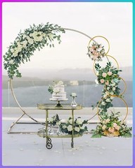 Wedding Backdrop Stand(Circle and Square), Detachable 4 Tier Flower Arch Frame