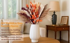 130Pcs Real Oran Ppas Grass, 17″ Natural Dried Flowers Boho Winter