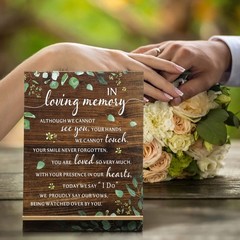Acrylic Wooden Memorial Table Sign, Sympathy Gift Funeral & Reunions(Greenery)