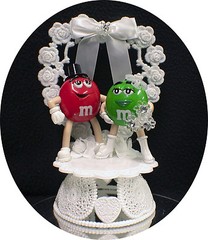 M & M Candy Wedding Cake Topper Mr Your Pick Groom Mrs GREEN Bride M&M Funny