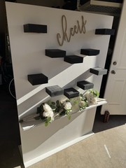 Wedding Backdrop White Black Gold Green with Decorative Flowers Reusable