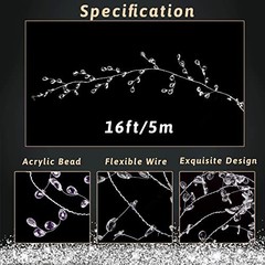 FOIMAS 16ft Clear Wire Bead Garland Strand Ice Faux Crystal Bead String Acrylic