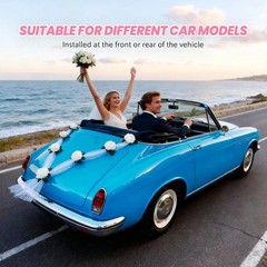 Wedding Car Decorations Kit – Floral Garland & Satin Bows, Elegant Wedding Car D
