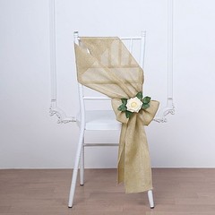 5 pcs NATURAL 6″ x 108″ Faux Burlap Chair Sashes Wedding Decorations