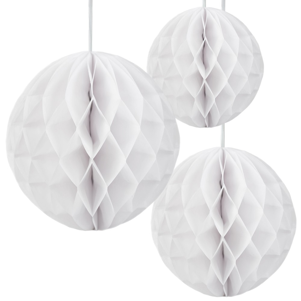 3 Pack of 4″, 8″ & 12″ Tissue Paper Honeycomb Pom Pom Flower Ball Wedding Party
