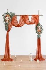 DIY Burnt Orange Wedding Arch Flowers Set: 3 Vivid Swags & 26Ft Draping Elegance