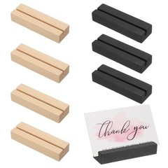 8 Pcs Wood Place Card Holders for Food Signs, Wood Color/Black