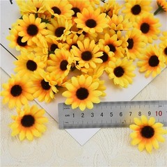 100Pcs Yellow Artificial Flower Heads Mini Fake Sunflower Decorative Fabric F…