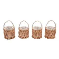 8Pcs Handmade Wicker Flower Baskets Natural Wood Color For Wedding Party Decor