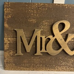 Mr. and Mrs. Sign Wood Letter Wedding Signs for Table Photo Props Decor Gold